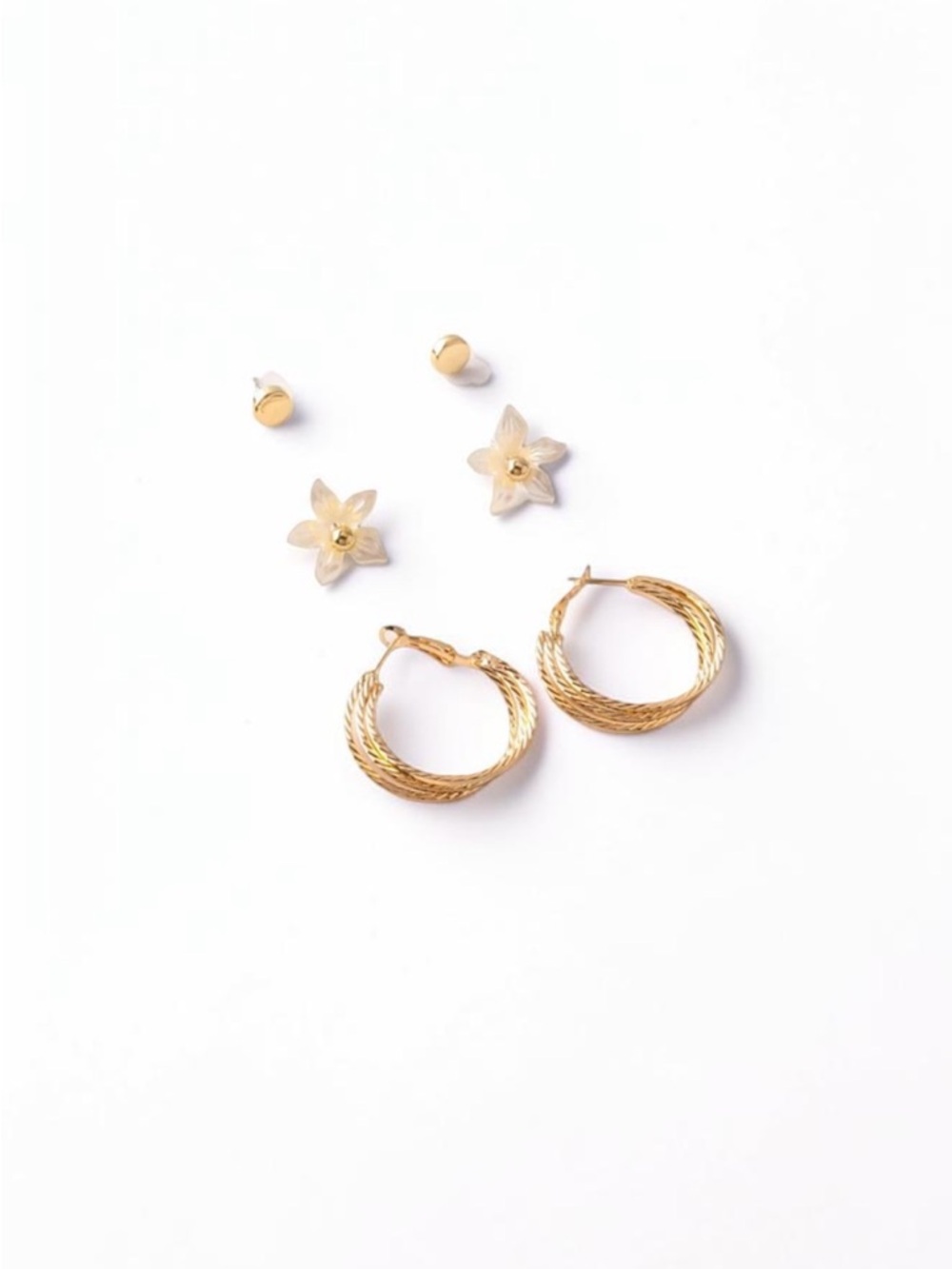 Gold Multi-Set Earrings — 3-Pair Women's Jewelry Set